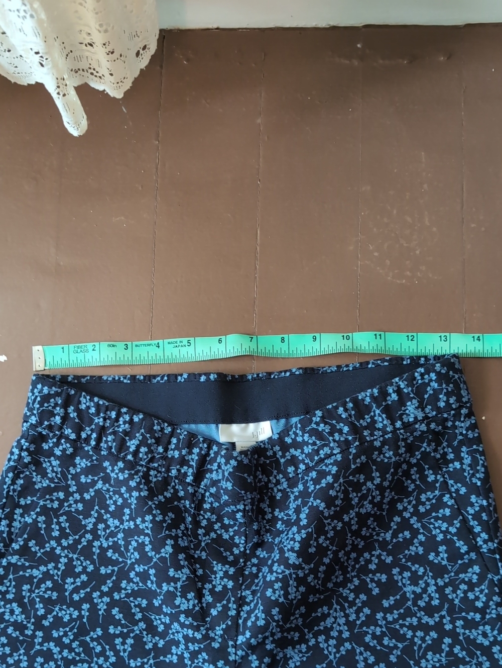 J. Jill Blue Ditsy Floral Stretch Slim Leg Pants Size 4 Tall - Picture 4 of 6